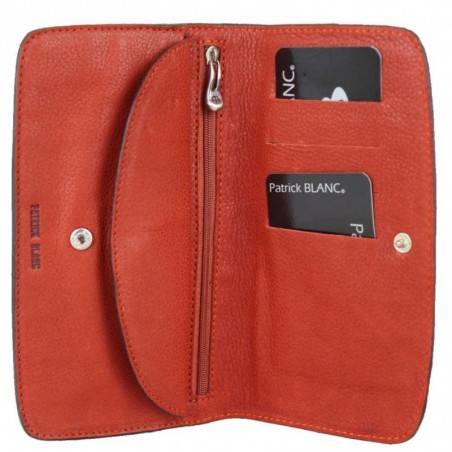 Porte monnaie plat Patrick Blanc Nouméa cuir motif rouge PATRICK BLANC - 2