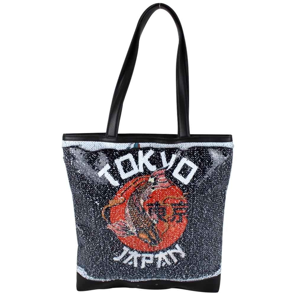 Sac seau Apoline déco perle sequin double face motif Tokyo A DÉCOUVRIR ! - 1