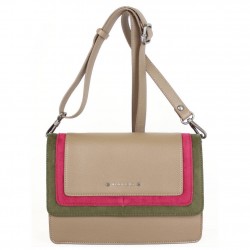 Sac pochette rabat Fuchsia Sakai déco tricolore taupe FUCHSIA - 1