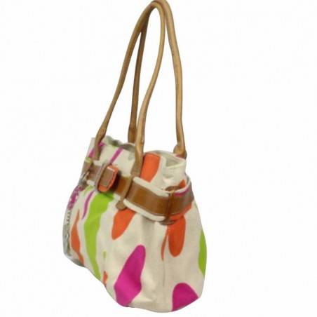 Sac porté épaule petit cabas toile multicolore Patrick Blanc 8904 PATRICK BLANC - 3