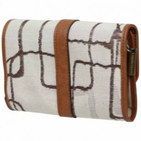 Porte monnaie rabat toile beige marron Arthur et Aston ARTHUR & ASTON - 3