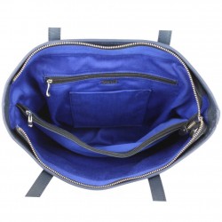 Sac cabas Patrick Blanc cuir motif écossais bleu marine PATRICK BLANC - 2