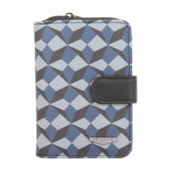 Porte monnaie à zip Hexagona CARDINALE motif Bleu HEXAGONA - 1