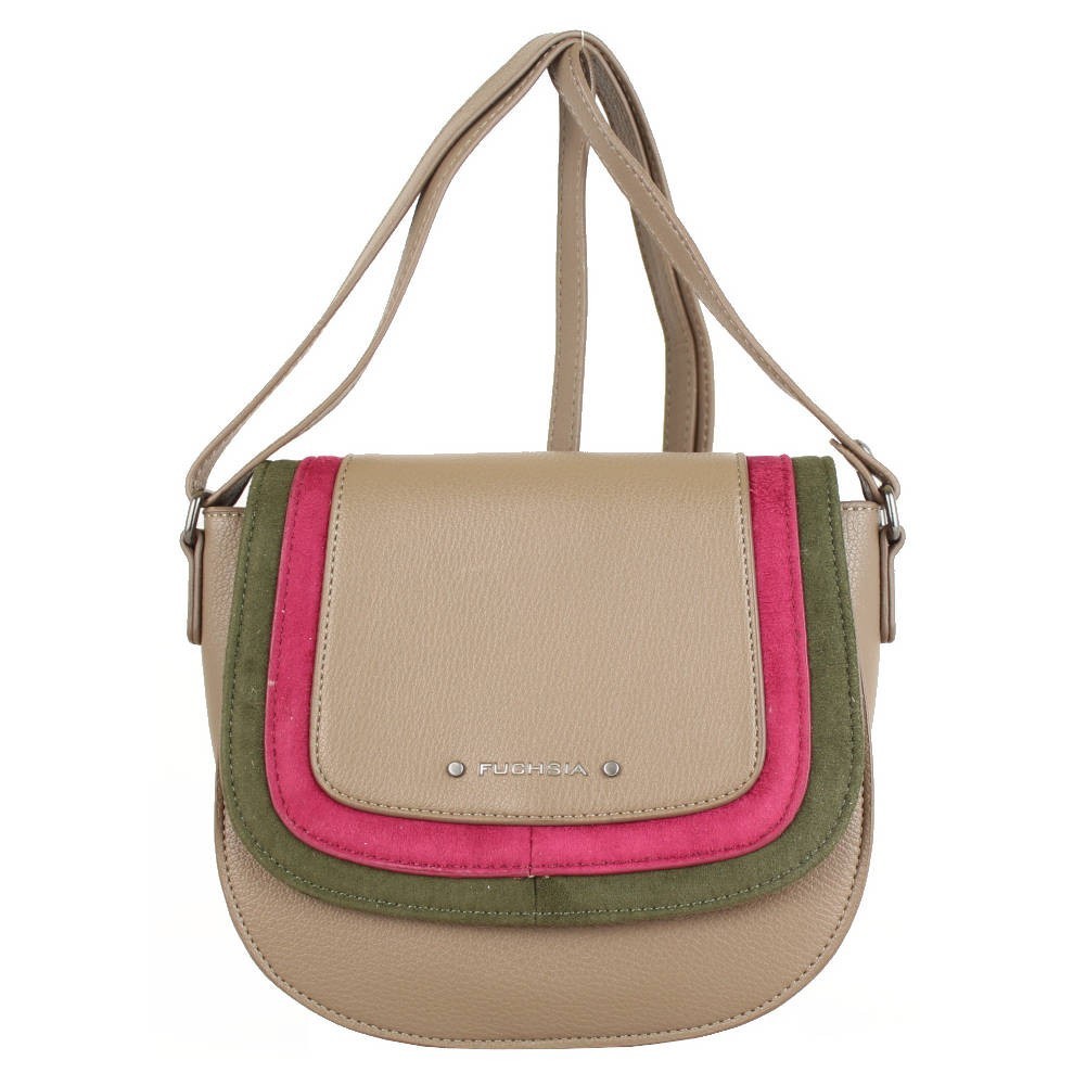 Sac rabat Fuchsia Sakai demi rond déco tricolore taupe FUCHSIA - 1