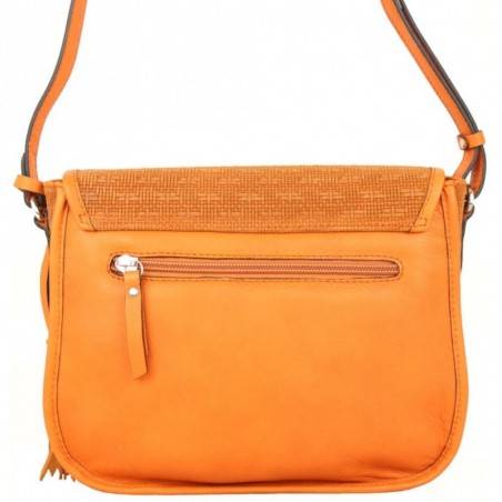 Sac bandoulière en cuir effet tressé Patrick Blanc orange PATRICK BLANC - 4