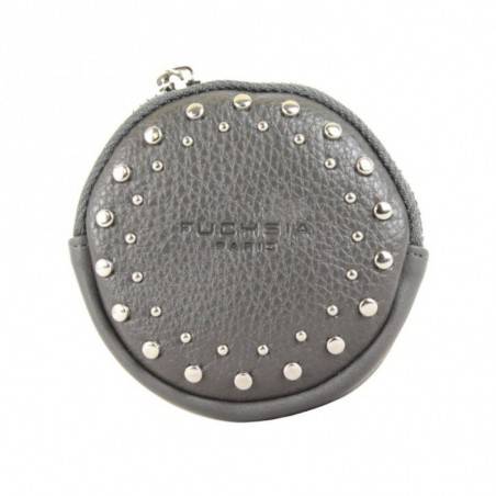 Porte monnaie femme à pièces style perforé Fuchsia F9582-2 FUCHSIA - 1