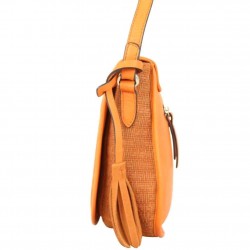 Sac bandoulière en cuir effet tressé Patrick Blanc orange PATRICK BLANC - 2