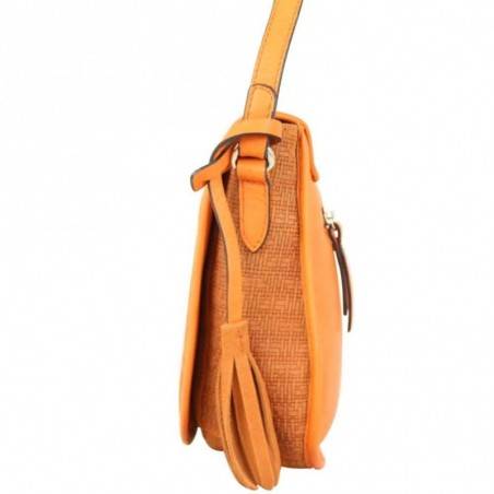 Sac bandoulière en cuir effet tressé Patrick Blanc orange PATRICK BLANC - 2