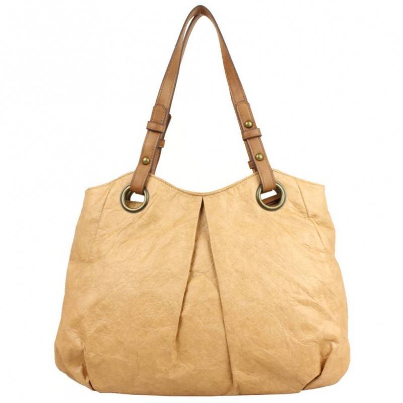 Sac épaule Patrick Blanc aspect froissé délavé camel naturel PATRICK BLANC - 1