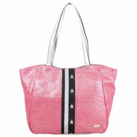 Sac shopping Patrick Blanc toile rose et argent PATRICK BLANC - 1