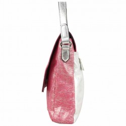 Petit sac épaule + bandoulière Patrick Blanc toile rose et argent PATRICK BLANC - 3