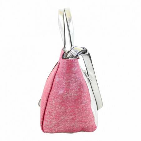 Petit sac épaule + bandoulière Patrick Blanc toile rose et argent PATRICK BLANC - 3