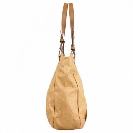 Sac épaule Patrick Blanc aspect froissé délavé camel naturel PATRICK BLANC - 3