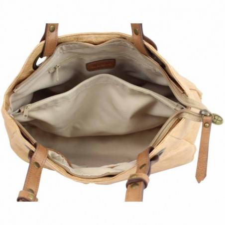 Sac épaule Patrick Blanc aspect froissé délavé camel naturel PATRICK BLANC - 2