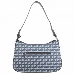 Sac épaule demi lune Hexagona rigide motif imprimé bleu HEXAGONA - 4