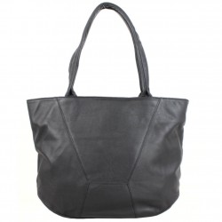 Sac cabas cuir souple déco couture Patrick Blanc noir PATRICK BLANC - 4