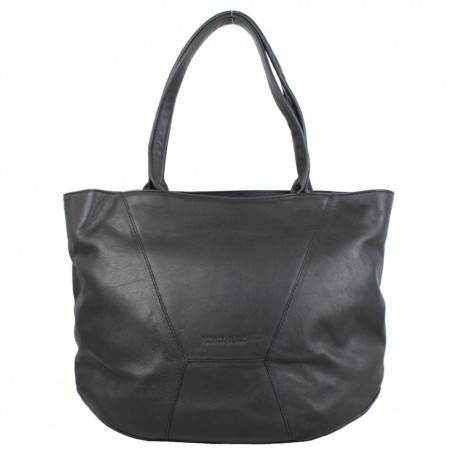 Sac cabas cuir souple déco couture Patrick Blanc noir PATRICK BLANC - 1