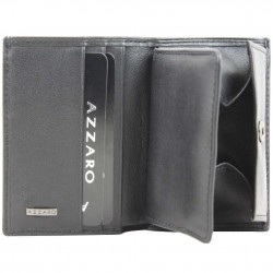 Porte monnaie cuir imprimé Azzaro ultra plat Noir AZZARO - 2