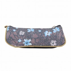 Trousse DDP grise motif fleurs bleues 1 compartiment DDP - 3