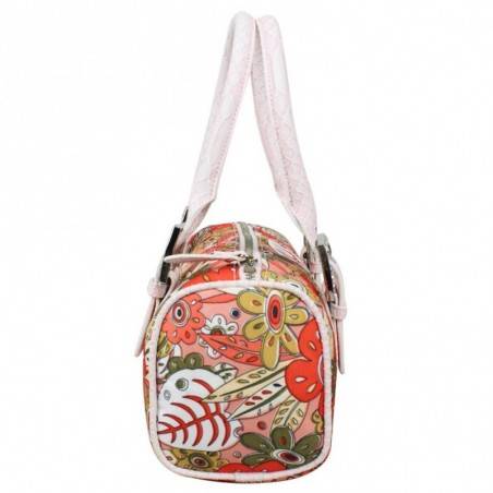 Sac à main bowling toile motif fleurs multicolore Fuchsia FUCHSIA - 6