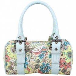 Sac à main bowling toile motif fleurs multicolore Fuchsia FUCHSIA - 1