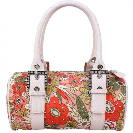 Sac à main bowling toile motif fleurs multicolore Fuchsia FUCHSIA - 5