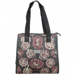 Sac shopping DDP noir motif fleurs DDP - 1