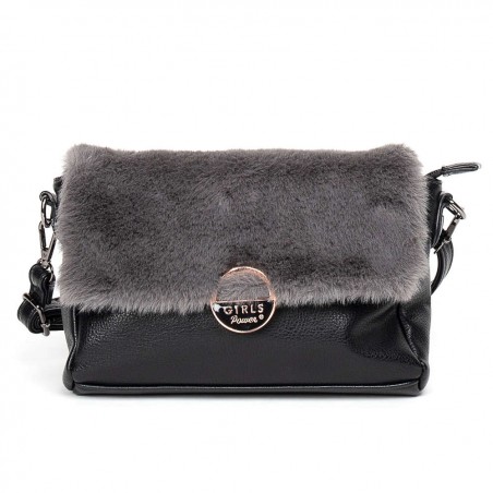 Sac pochette Girls Power FIBY Noir et fourrure synthétique GIRLS POWER - 1