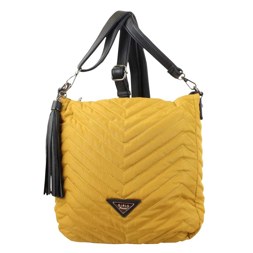 Sac seau Girls Power Star nylon surpiqué Jaune moutarde GIRLS POWER - 1