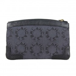 Pochette ultra-plate toile et cuir Lancaster 101- Noir LANCASTER - 3