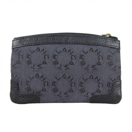 Pochette ultra-plate toile et cuir Lancaster 101- Noir LANCASTER - 3