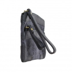 Pochette ultra-plate toile et cuir Lancaster 101- Noir LANCASTER - 2