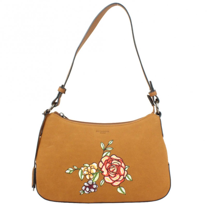 Sac Hexagona rigide Camel motif fleur HEXAGONA - 1