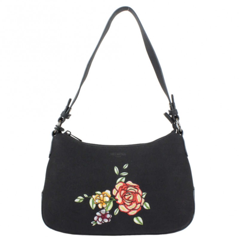 Sac Hexagona rigide Noir motif fleur HEXAGONA - 1