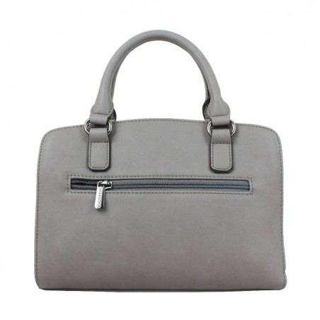 Sac à main Hexagona rigide bi-matière Gris motif fleur HEXAGONA - 4