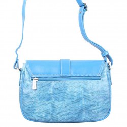 Sac bandoulière M Duolynx motif effet lézard bleu DUOLYNX - 3