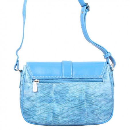 Sac bandoulière M Duolynx motif effet lézard bleu DUOLYNX - 3