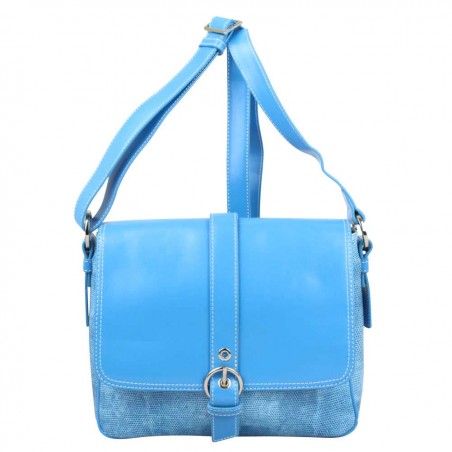 Sac bandoulière L Duolynx motif effet lézard bleu DUOLYNX - 1