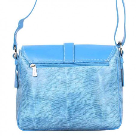 Sac bandoulière L Duolynx motif effet lézard bleu DUOLYNX - 3