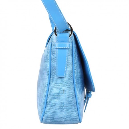 Sac bandoulière L Duolynx motif effet lézard bleu DUOLYNX - 2