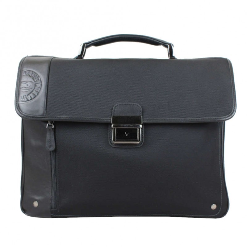 Porte documents David William toile nylon / cuir noir S2 DAVID WILLIAM - 1