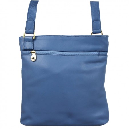 Sac plat bandoulière Arthur et Aston cuir souple Bleu uni ARTHUR & ASTON - 3