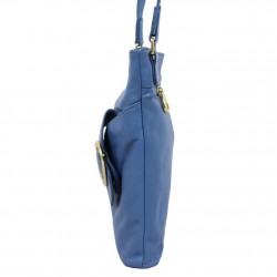 Sac plat bandoulière Arthur et Aston cuir souple Bleu uni ARTHUR & ASTON - 2