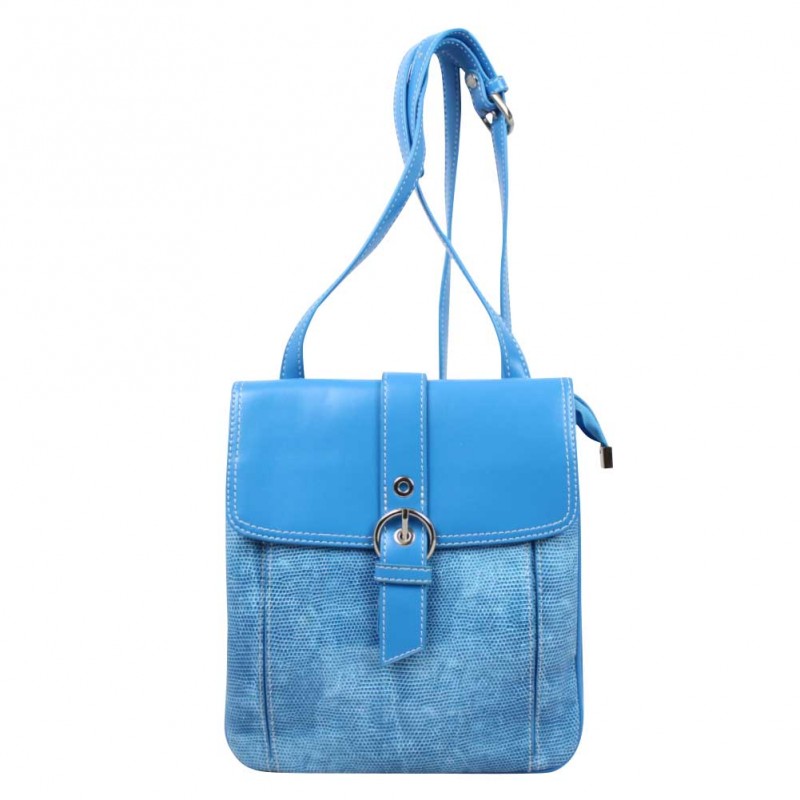 Sac sacoche ultra-plate Duolynx motif effet lézard bleu DUOLYNX - 1