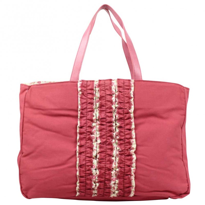 Sac cabas Patrick Blanc toile déco froufrou rose framboise PATRICK BLANC - 1