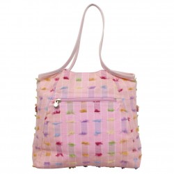 Sac épaule Patrick Blanc Toile souple Rose multicolore effiloché PATRICK BLANC - 4