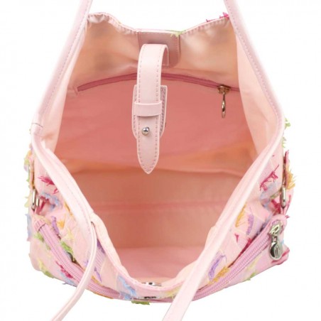 Sac épaule Patrick Blanc Toile souple Rose multicolore effiloché PATRICK BLANC - 3