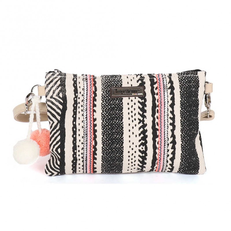 Sac pochette Tropéziennes Palombaggia toile beige ethnique LES TROPÉZIENNES - 1 Sac pochette Tropéziennes Palombaggia toile beige ethnique LES TROPÉZIENNES - 1