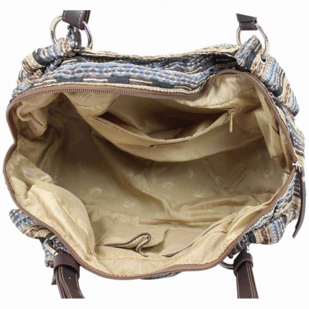 Sac épaule toile souple Patrick Blanc PB7658 Bleu - Marron PATRICK BLANC - 2