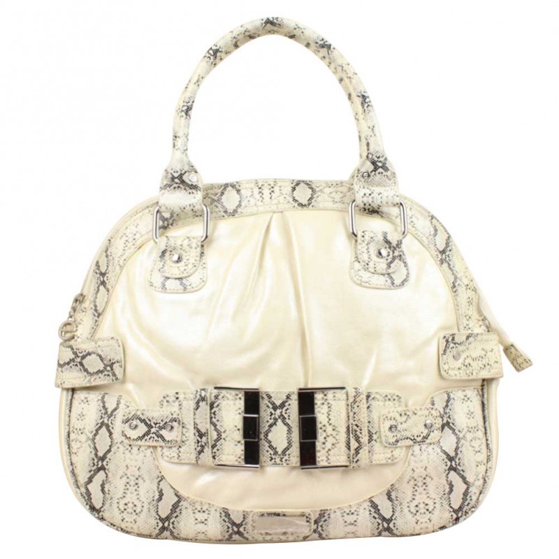 copy of Sac à main Elite toile motif imprimé blanc et verni rose ELITE - 1